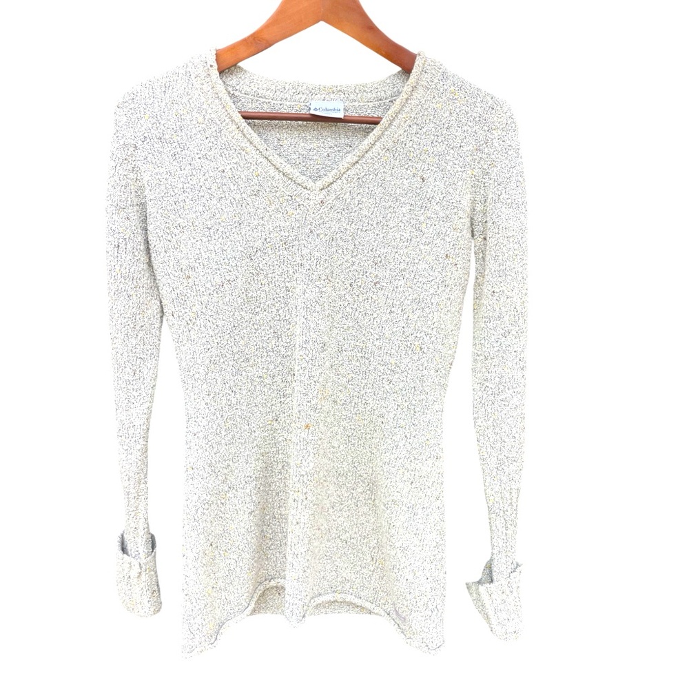 COLUMBIA Nubby knit SPECKLED V-neck SWEATER XS